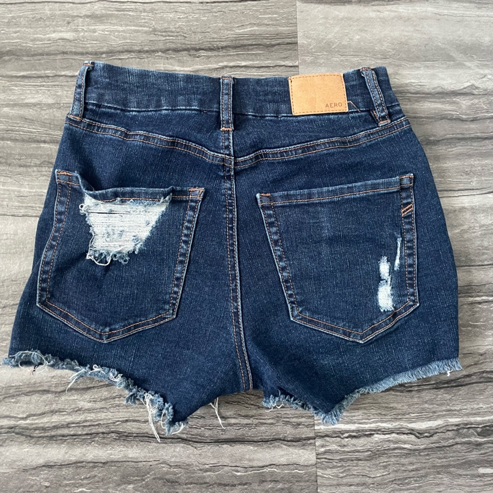 Women's Distressed American Eagle Denim Shorts - Blue